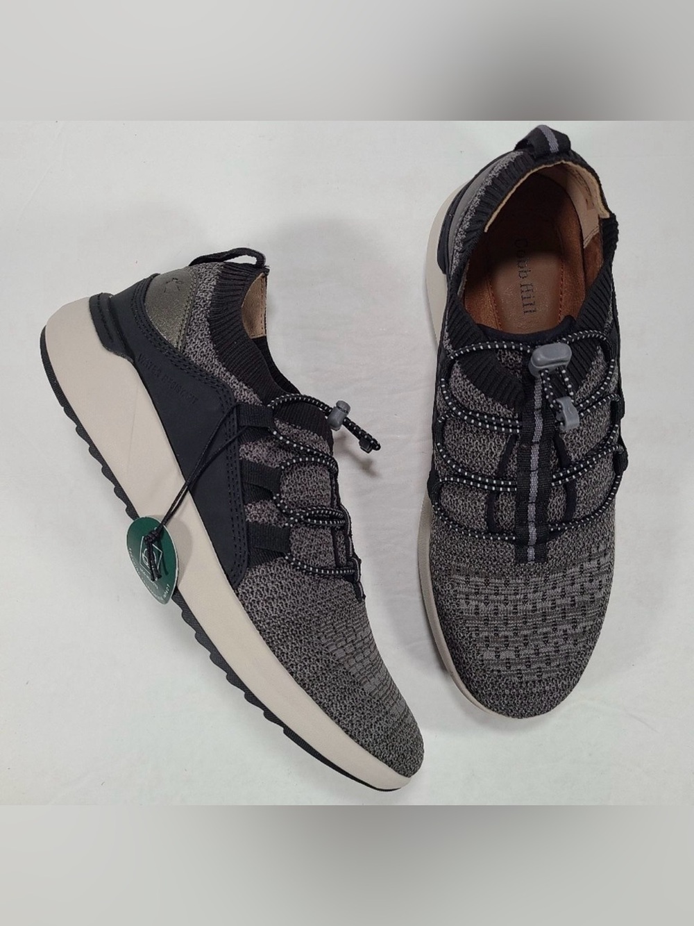 Cobb Hill Skylar Bungee Water Resistant Black Gray Sneakers Women Size 8